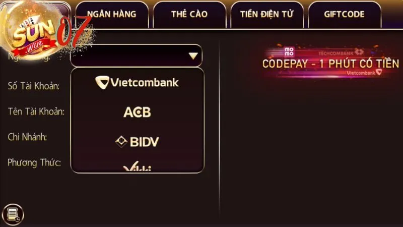 Cách nạp tiền Sunwin